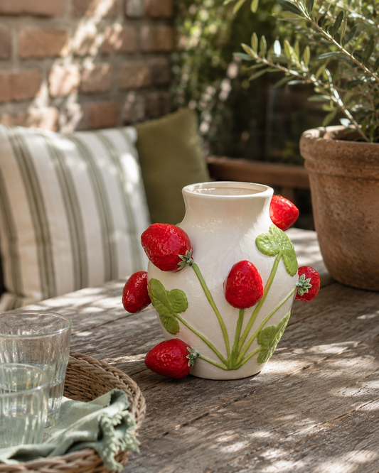 Keramieken aardbeien vaas | Decoratieve fruit vaas - LOUKA