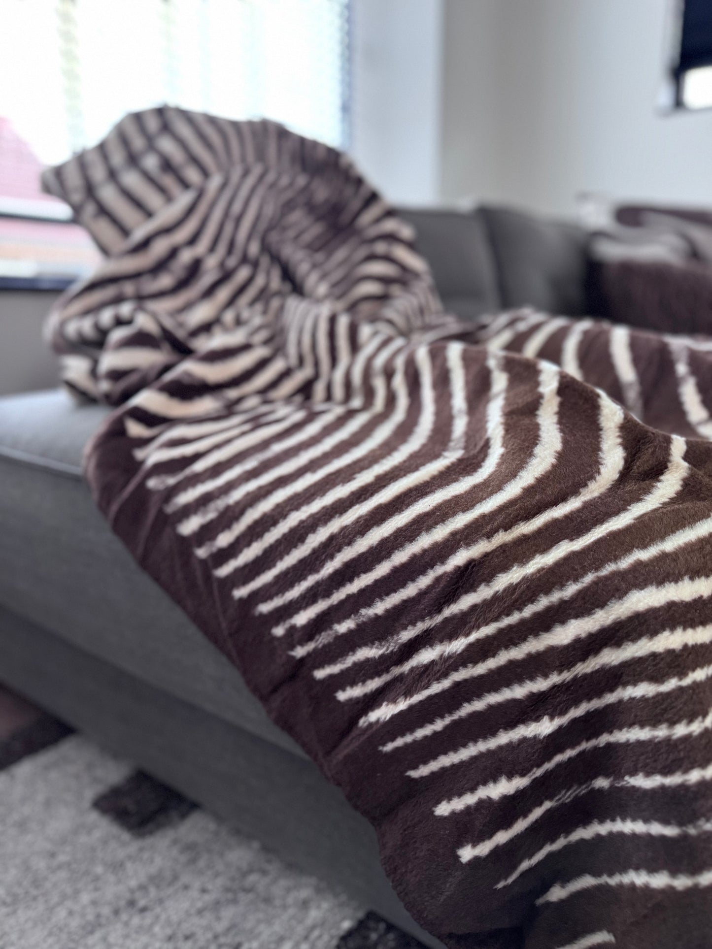 Plaid katoen bruin crème 200x150 - zacht woondeken | CORFINO