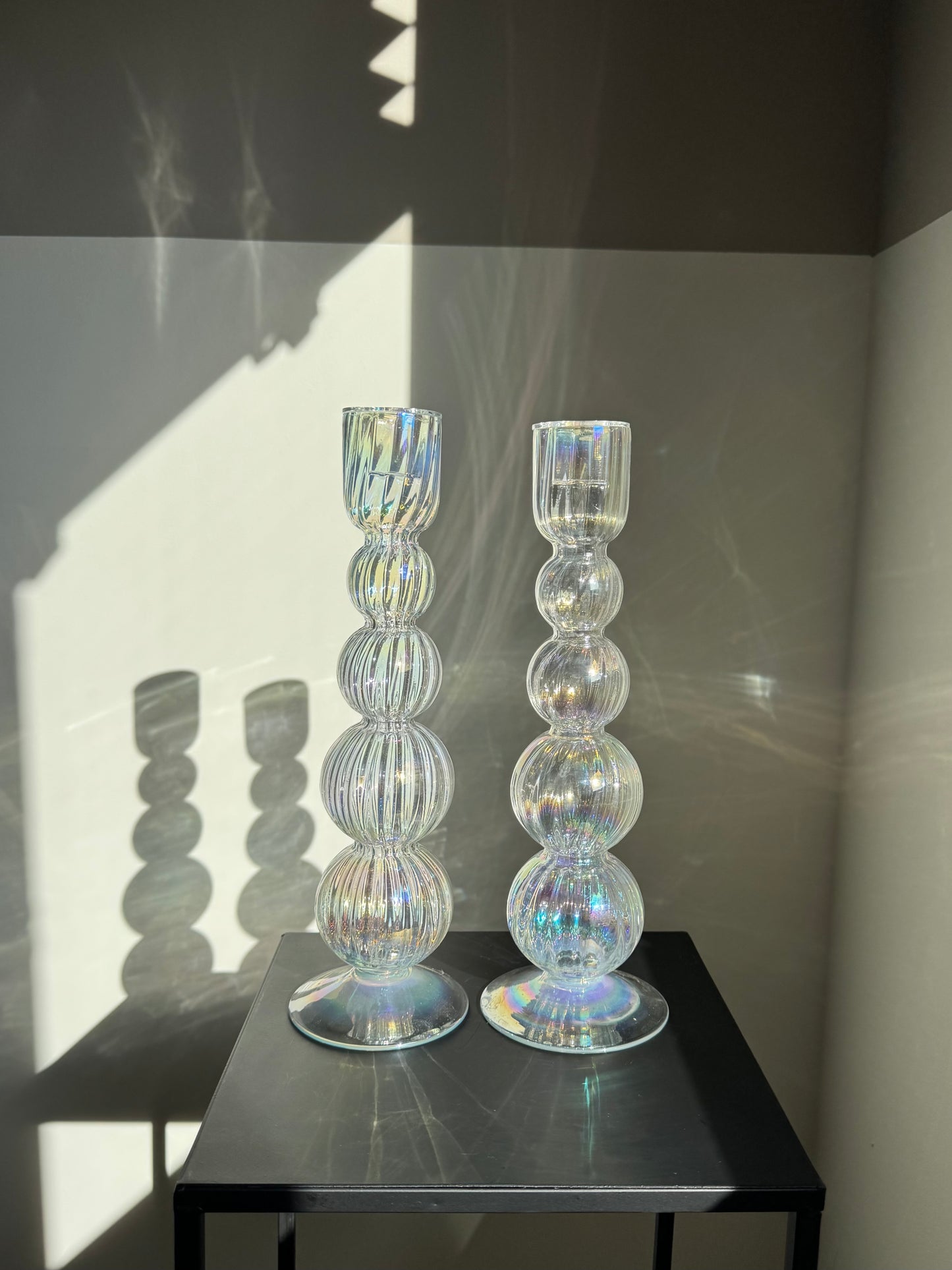 Kandelaar glas met bolletjes | Decoratie - JANNE