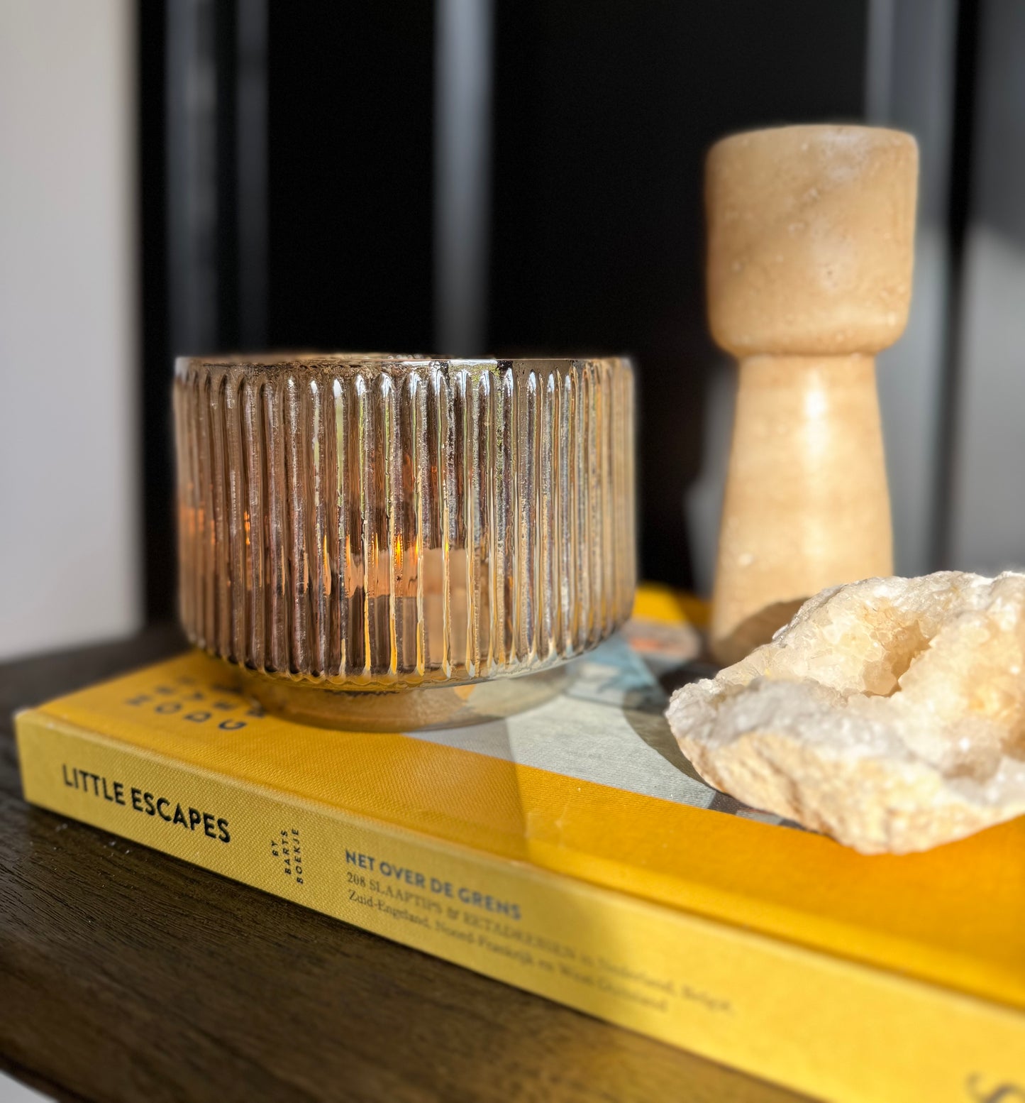 Waxinelichthouder bruin | Sfeervol glaswerk - SJORS