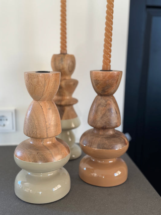 Neutrale kandelaar hout | Stijlvol & tijdloos voor modern en Scandinavisch interieur - HOLLY