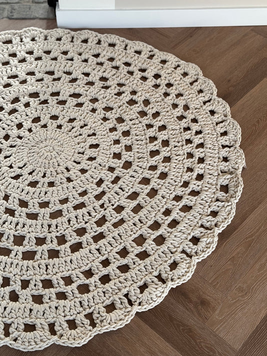 Rond vloerkleed katoen | Naturel kleur - LIVIA