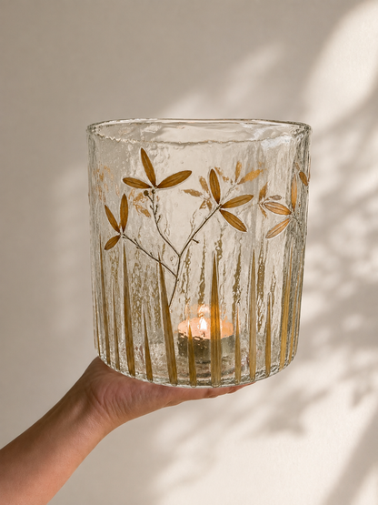 Handgemaakt windlicht | Glas - FLORA