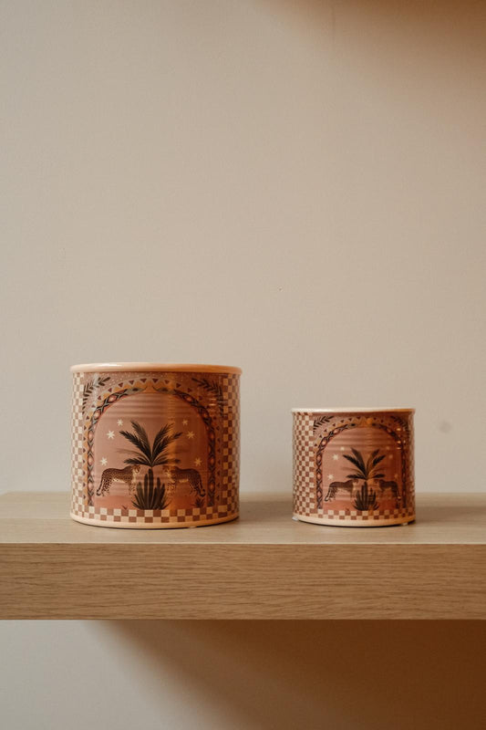 Bloempot aardewerk bruin - plantenpot met tijger design | TIGER