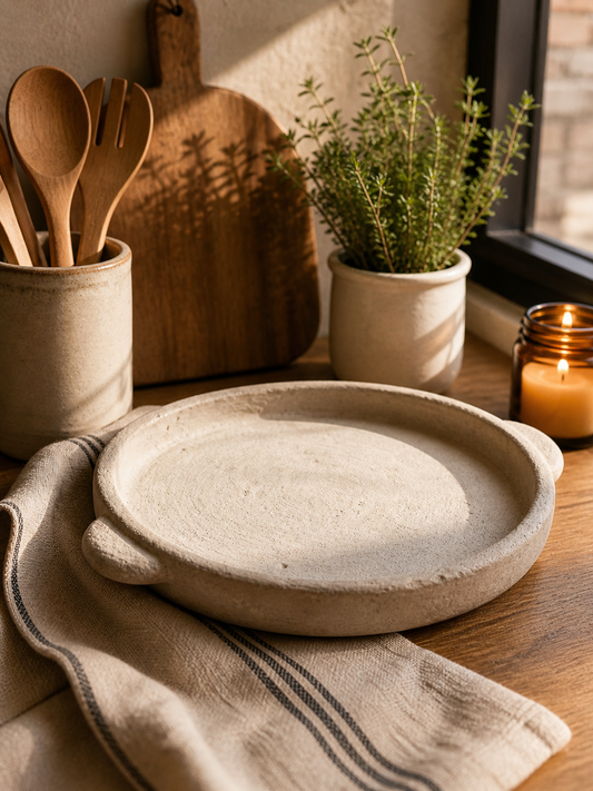 Aardewerk plateau | Beige/Bruin - KEE