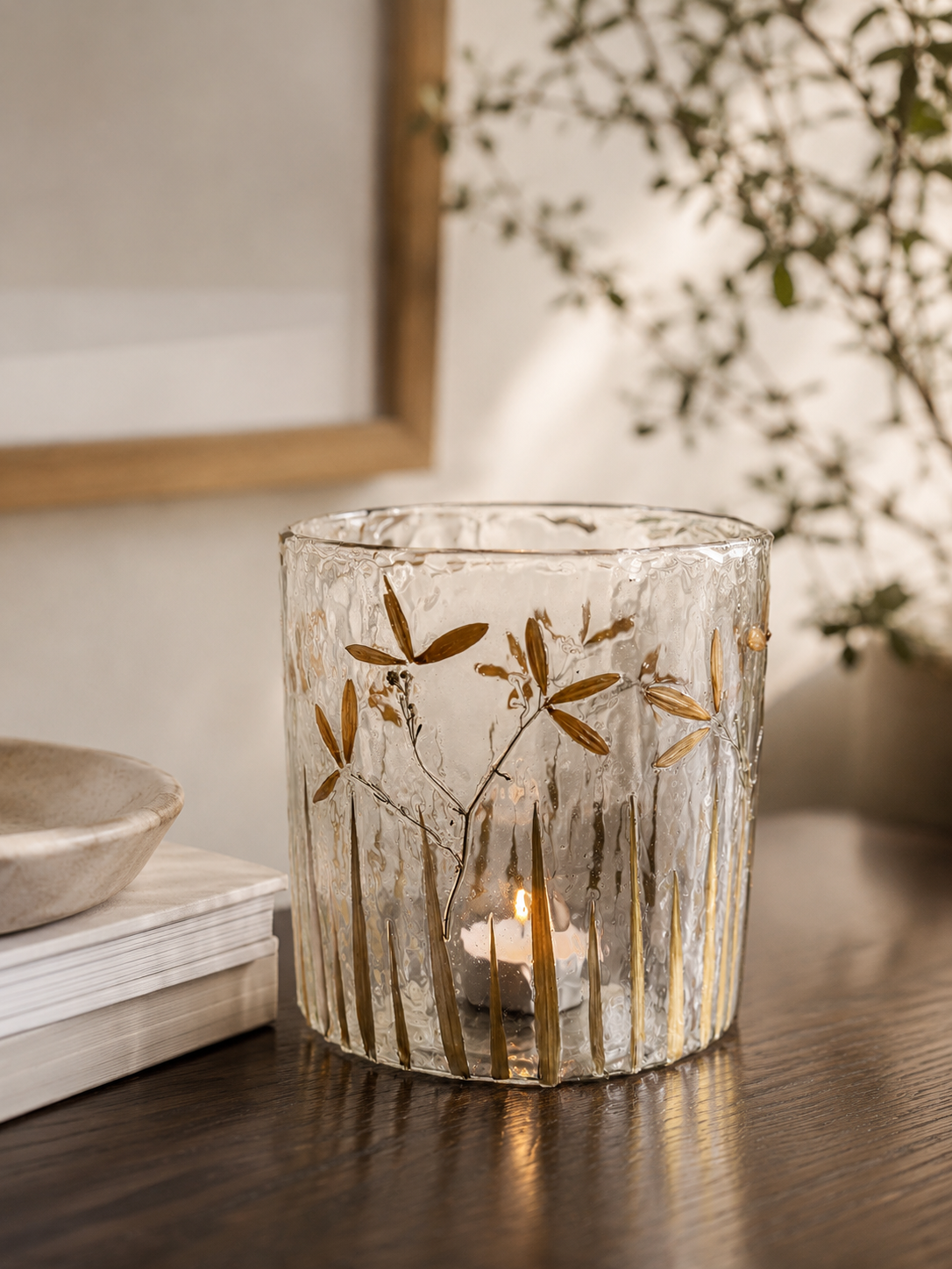 Handgemaakt windlicht | Glas - FLORA