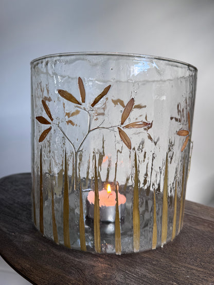Handgemaakt windlicht | Glas - FLORA