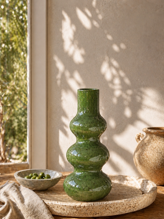 Aardewerk vaas groen | decoratief - BASIL