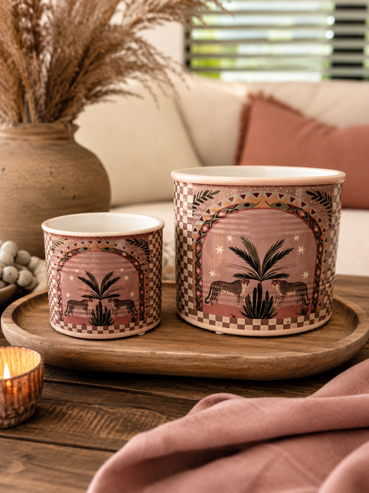 Bloempot aardewerk bruin - plantenpot met tijger design | TIGER