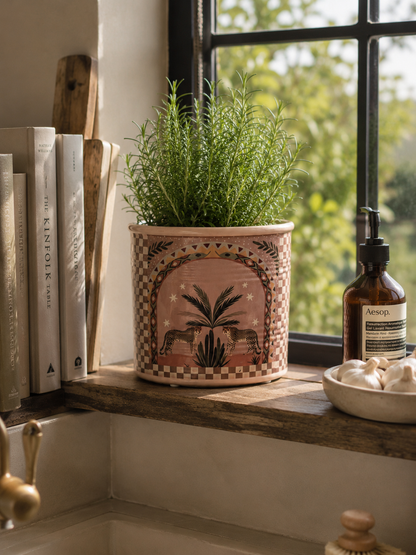 Bloempot aardewerk bruin - plantenpot met tijger design | TIGER