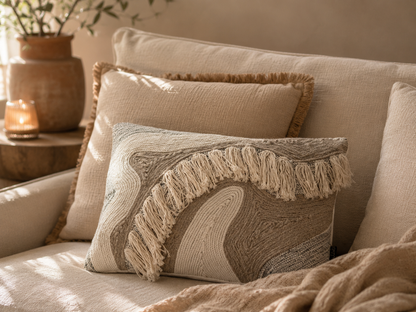 Boho Sierkussen Beige/Taupe | Franjes - SOOF
