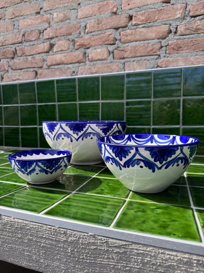 Keramieken kommen blauw met wit - mediterrane stijl | J-Line GRANADA