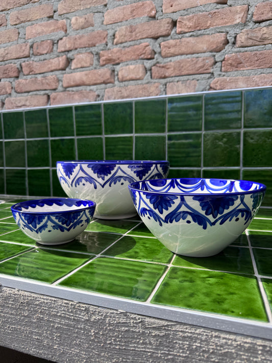 Keramieken kommen blauw met wit - mediterrane stijl | J-Line GRANADA