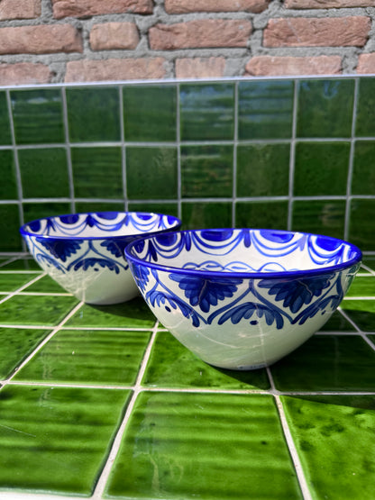 Keramieken kommen blauw met wit - mediterrane stijl | J-Line GRANADA