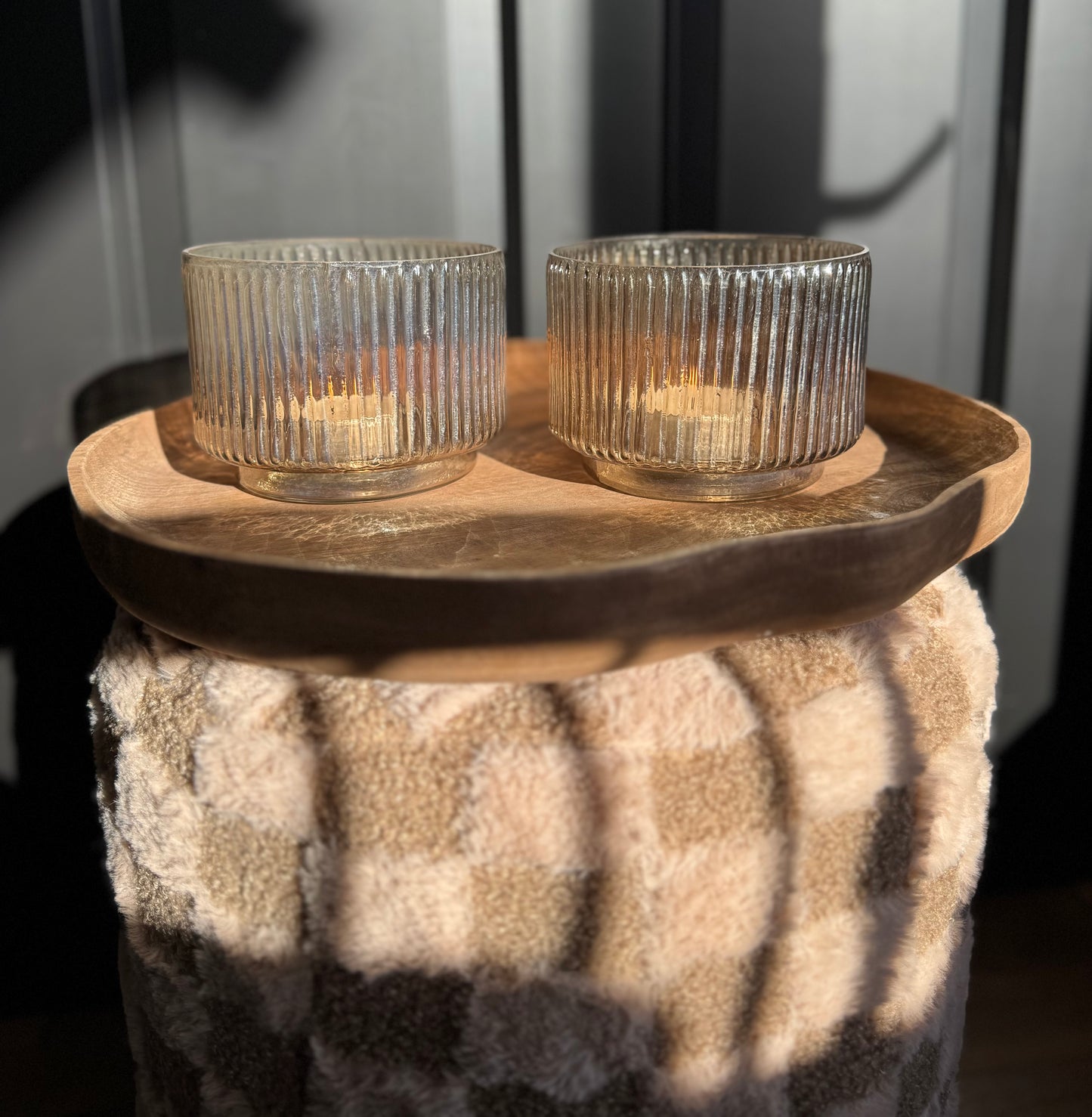 Waxinelichthouder bruin | Sfeervol glaswerk - SJORS