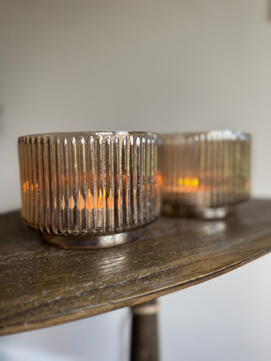 Waxinelichthouder bruin | Sfeervol glaswerk - SJORS