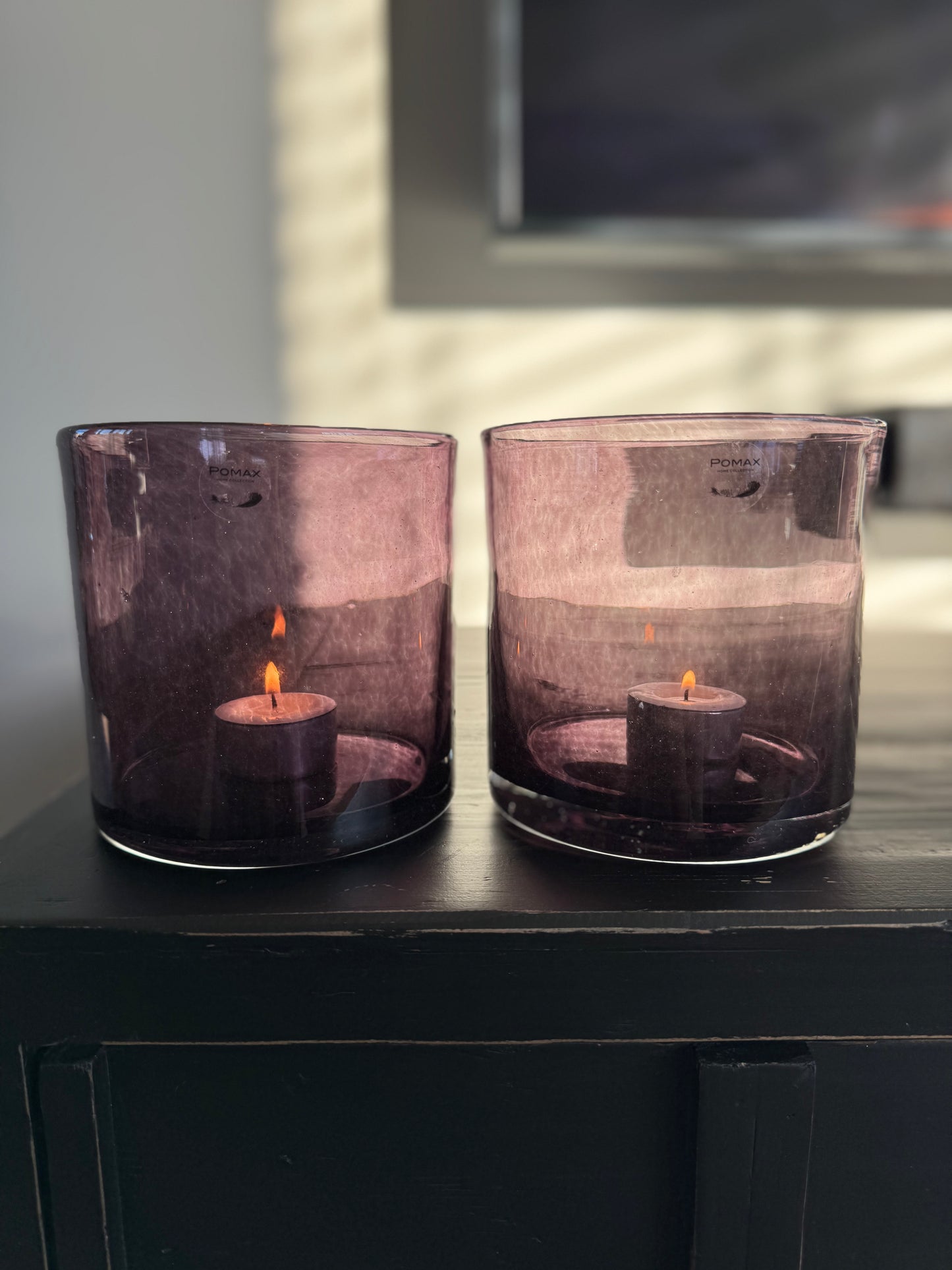 Glazen windlicht van het merk Pomax | Decoratief & aubergine kleur - SKLO