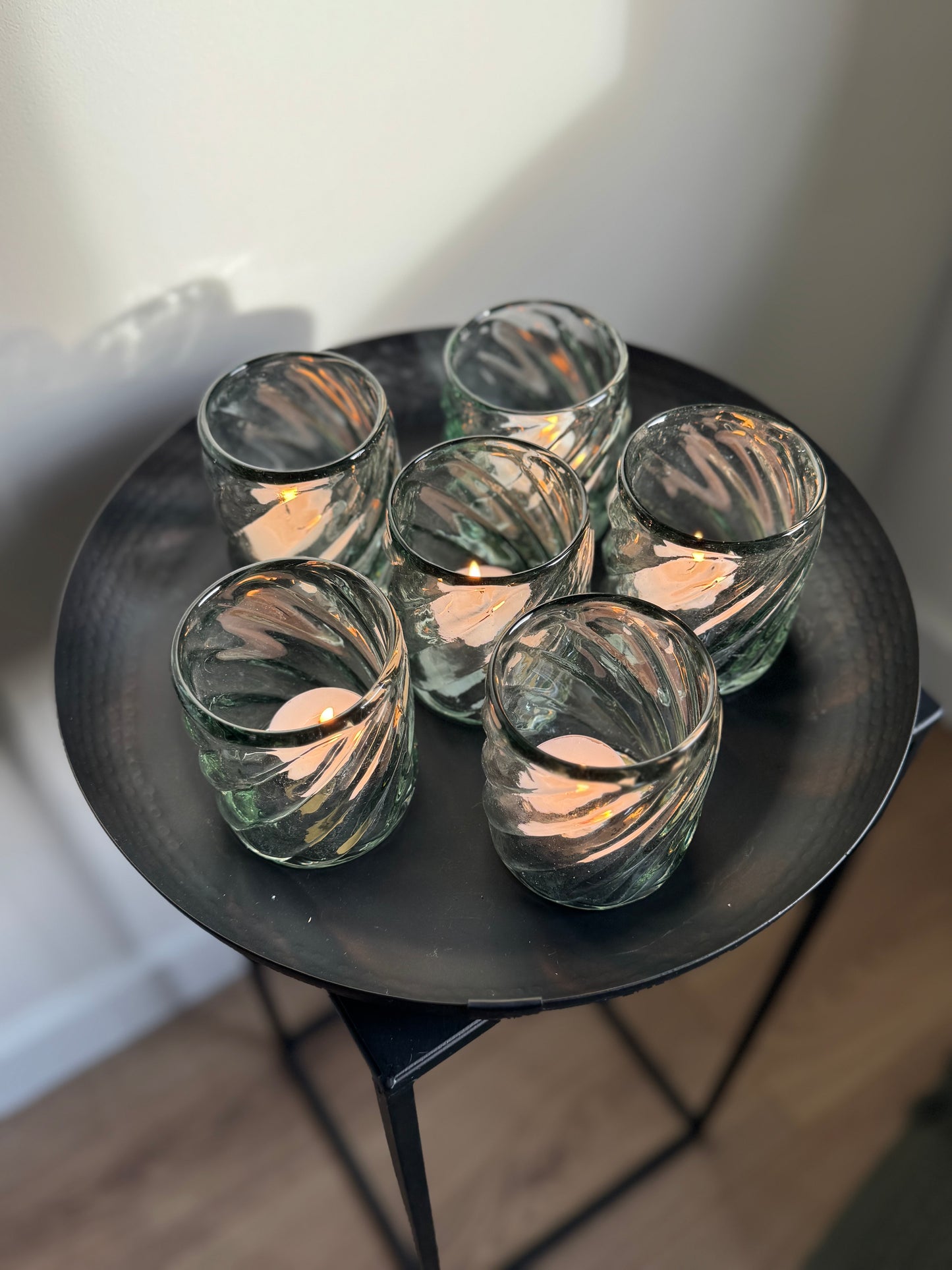 Mondgeblazen glazen theelicht van Pomax | Sfeervolle woondecoratie - ANTIGUA