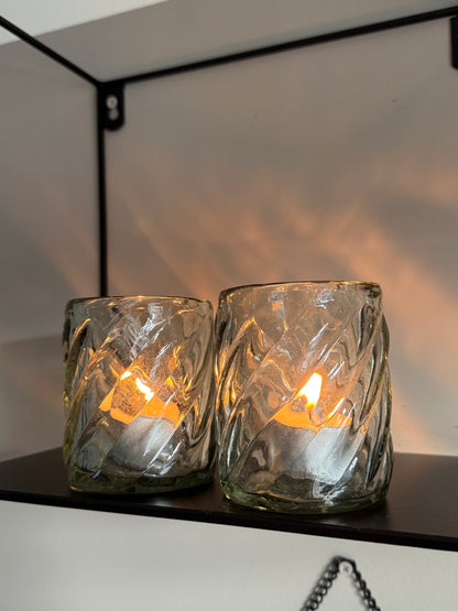 Mondgeblazen glazen theelicht van Pomax | Sfeervolle woondecoratie - ANTIGUA