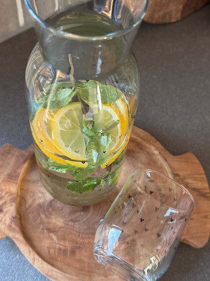 Waterkaraf met hartjes design | helder glas - LOVE