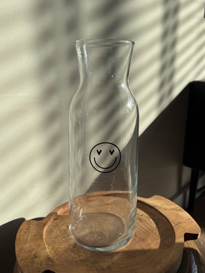 Waterkaraf met smiley | helder glas -  NOA