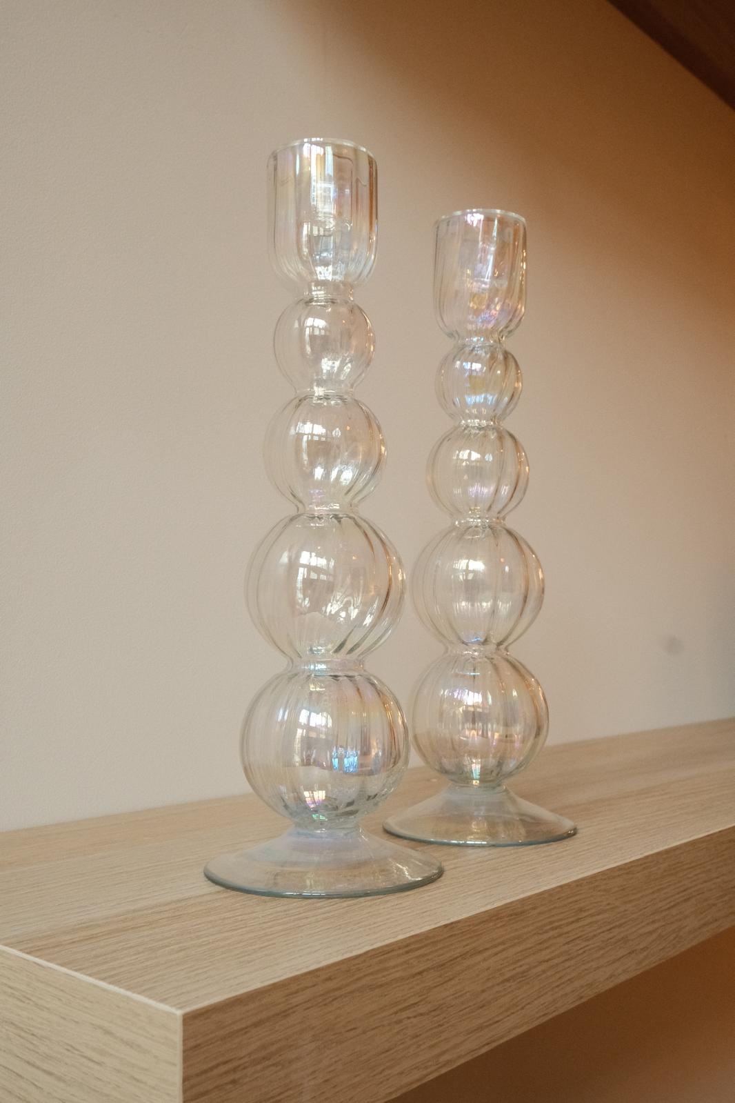 Kandelaar glas met bolletjes | Decoratie - JANNE